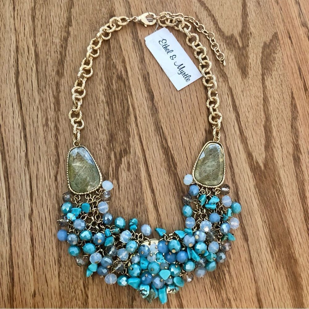 Ethel & Myrtle | Turquoise Beaded Statement Necklace | 18” Adjustable